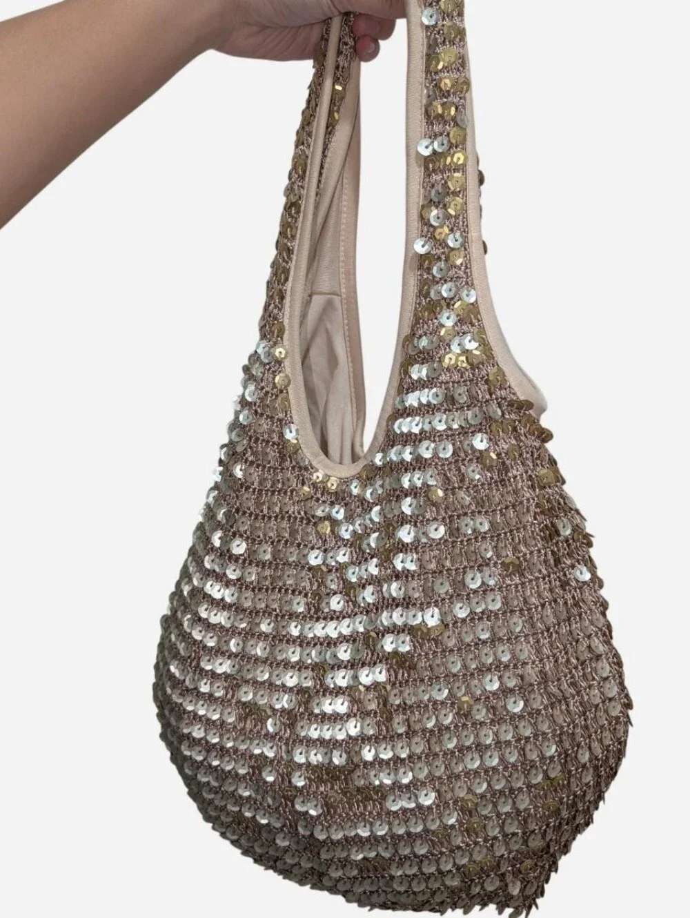 Y2K Bisou Bisou Gold & Silver Sequin Crochet Tote/Hobo Bag ‼️Price is firm